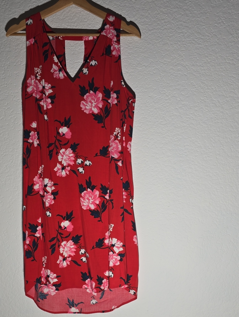 Sleeveless Red Floral Dress - Large